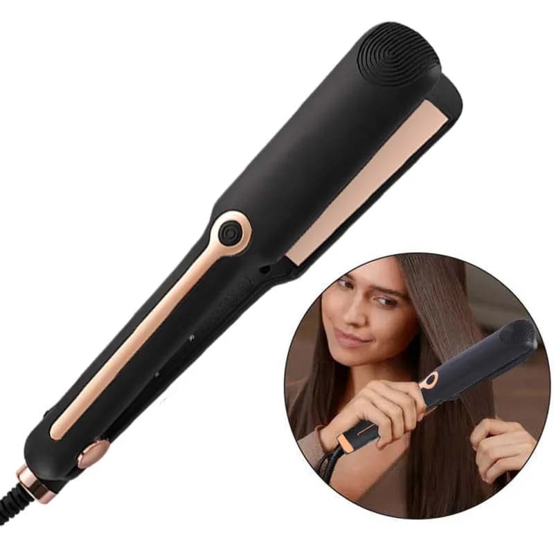 Professional 2 In 1 Hair Straightener Splint Ceramic Flat Iron Negative Ion Wide Plate Temperature Adjustable Straightening Iron