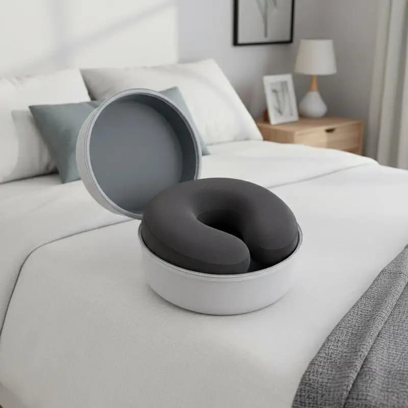 1pcs EVA U Type Neck Pillow Case Round Hard Storage Bag Noon Break Zipper Memory Foam Pillow Box Travel