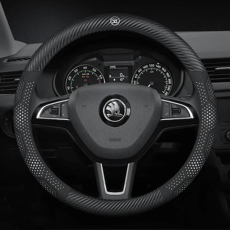 Carbon fiber leather cover for cars for Skoda VRS Kodiaq Karoq Kamiq Octavia 1 a5 Scala Superb Yeti Fabia ENYAQ Citigo
