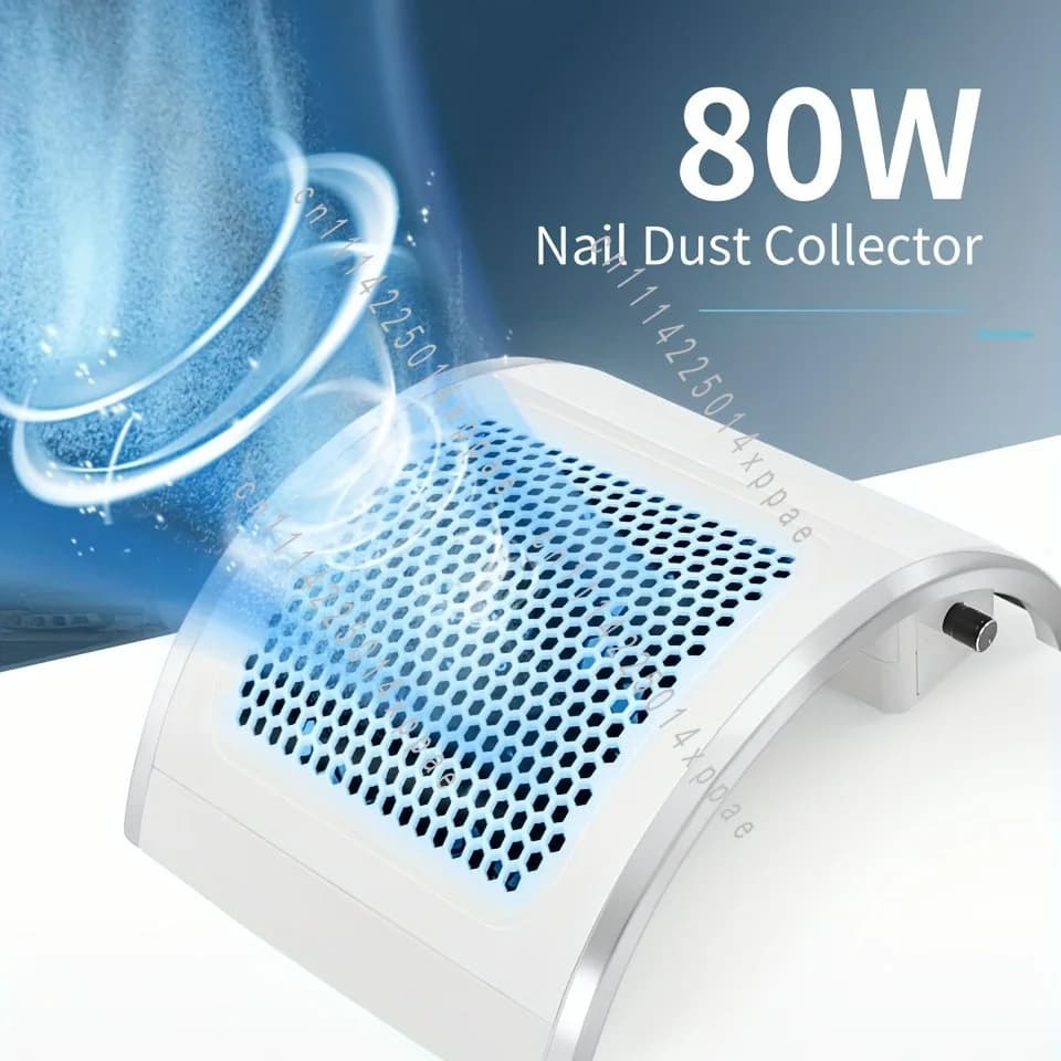 Portable Nail Dust Collection Machine High-power 80W Manicure Vacuum Cleaner, Strong Suction Adjustable Speed