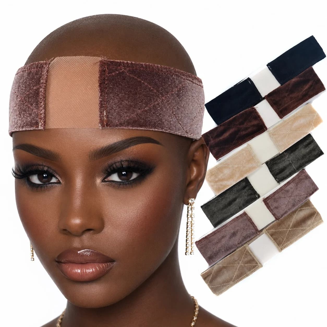 Velvet Wig Grip Band Adjustable Non Slip Wig Headband with Velcro Closure for Women Lace Front Wigs Hair Accessories