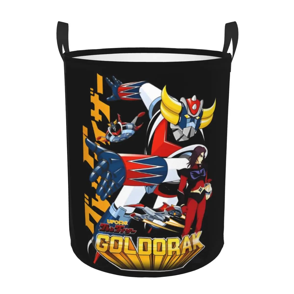 Custom Robo Grendizers Anime Laundry Basket Foldable Mazinger Z Cartoon Clothes Hamper for Toys Storage Bag