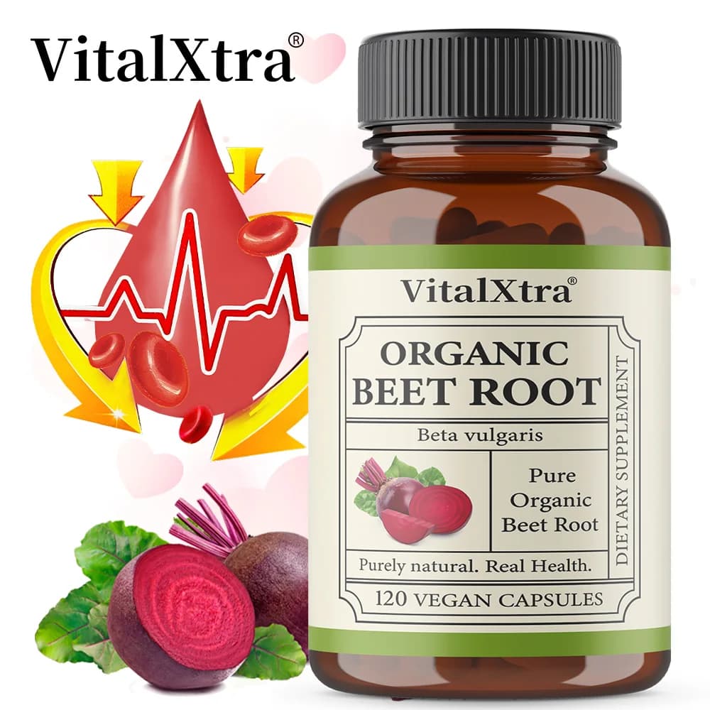 Capsule di Beetroot biologico - Beetroot da 950 mg, aiutano a favorire la circolazione sanguigna, aumenta l'energia, supporta la salute del cuore, non OGM