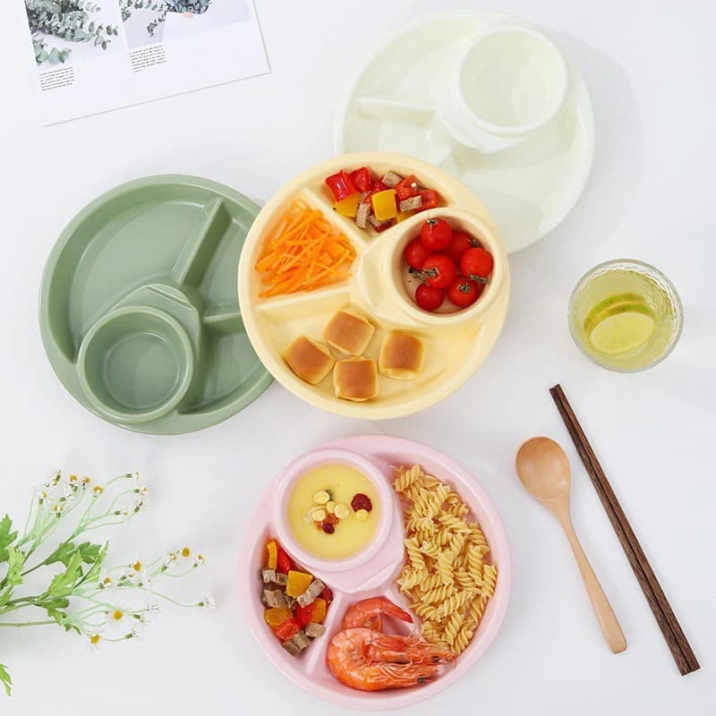 1pcs Compartment Diet Plate Portion Control Divided Plate Home One Person Meal Tableware Multi Color Weight-Loss Meal Plan