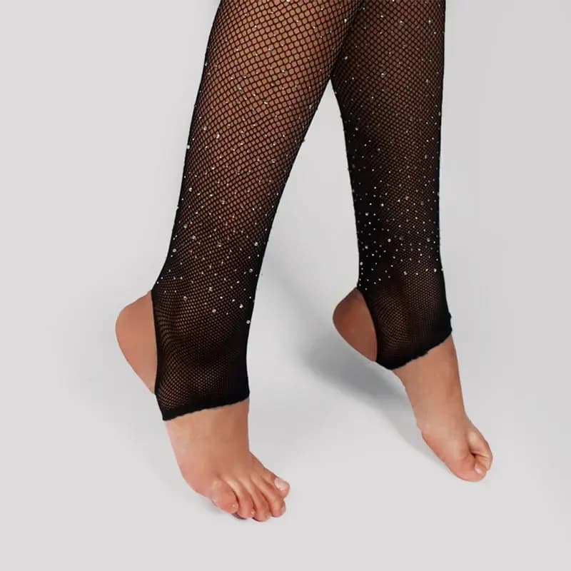 Collant a rete con staffa con strass da donna sexy Collant con glitter di diamanti Glisten Calze a rete da pesca Intimo da donna in nylon