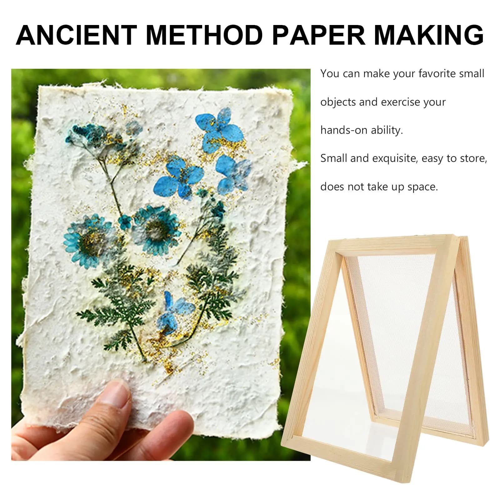 Stampo in legno Papermaking Craft Deckle Stampa Giocattoli Creazione di carta Schermo per telaio Kit fatto a mano fai da te Strumenti per stampi per bambini per la realizzazione di cornici