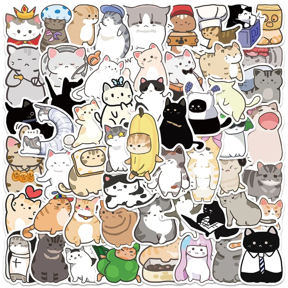 55 pezzi simpatico cartone animato versione Q espressione gatto imballaggio adesivo telefono fai da te chitarra laptop notebook valigia adesivi impermeabili