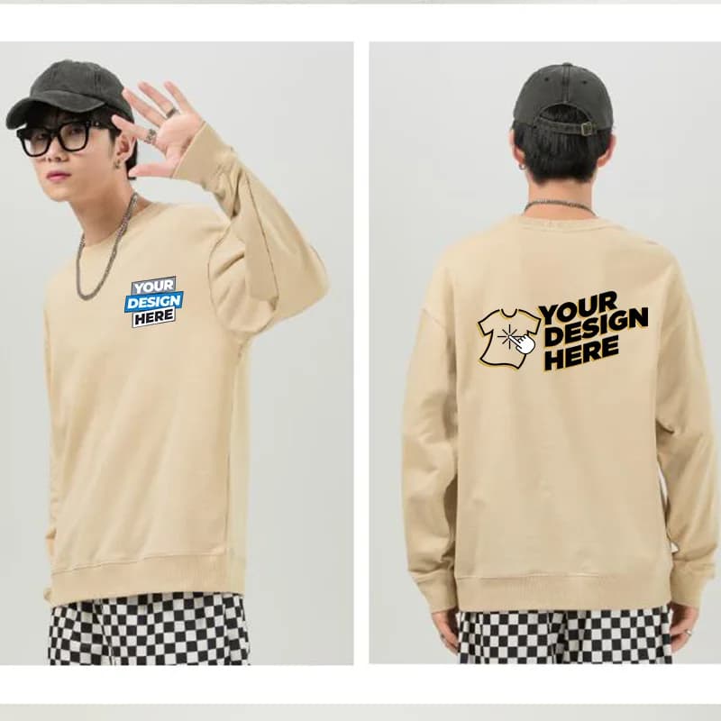 330g Gram Weight 15 Colors Print Your Logo Text Team Sweater Fashion O-Colle Sweater Men Sweater Top Boy