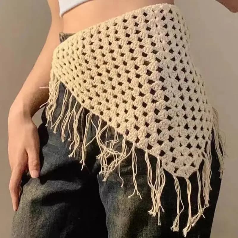 Women's 1 Piece Triangle Scarf Y2K Adjustable Tassel Multifunctional Soft Shawl for All Seasons