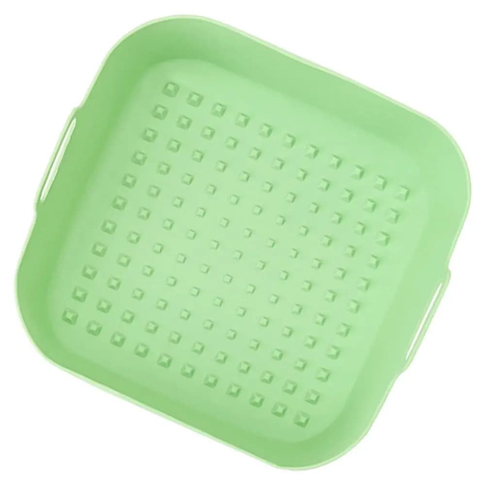 Fodera in silicone riutilizzabile per friggitrice ad aria, antiaderente, resistente al calore, lavabile in lavastoviglie, superficie liscia per hamburger, ali, pesce, gamberetti, colazione
