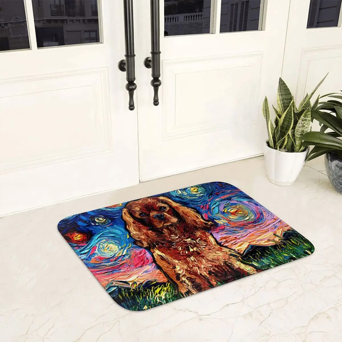 Ruby Dog Cavalier King Charles Spaniel Night Zerbino antiscivolo Tappetino per ingresso cucina Tappetini per bagno