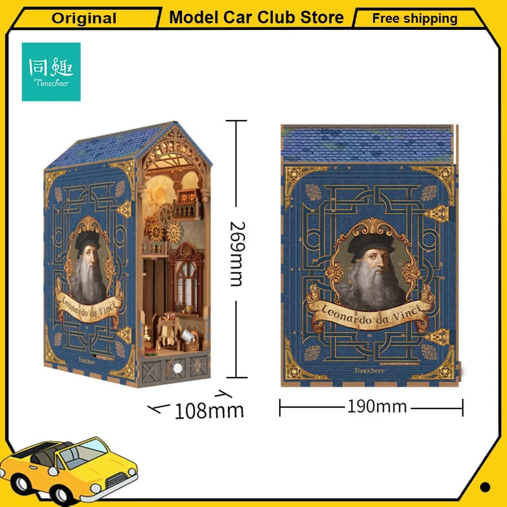 Tonecheer Kit Modello Diorama Fai-da-Te 'Fantasia di Da Vinci', Puzzle 3D in Legno, Decorazione Casa delle Bambole, Regalo di Compleanno
