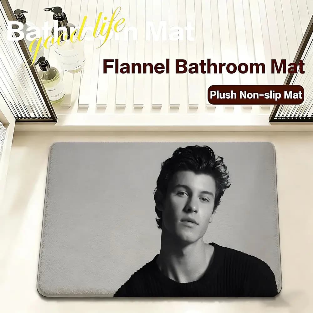 Tappetino da bagno in flanella Gentle S-Shawn MendesS, ad asciugatura rapida, antiscivolo, morbido, resistente, per ingresso e bagno