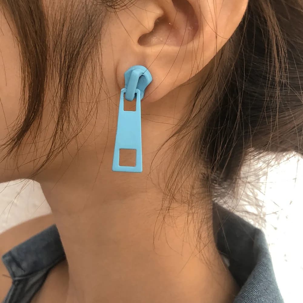 Orecchini a perno con cerniera personalizzati, gioielli alla moda da donna, orecchini insoliti 2025, orecchini geometrici, gioielli piercing pop hip hop
