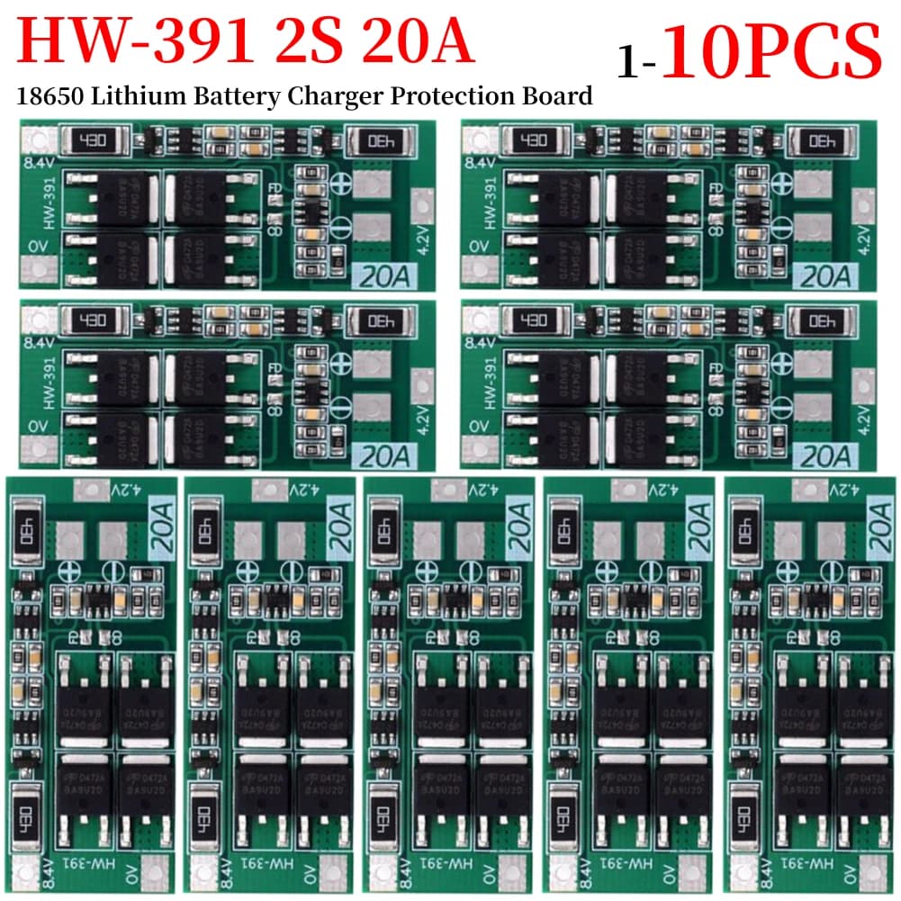 1-10PCS Modulo caricabatterie scheda di ricarica HW-391 2S 20A Scheda di protezione batteria al litio 18650 Modulo scheda BMS Bilanciamento