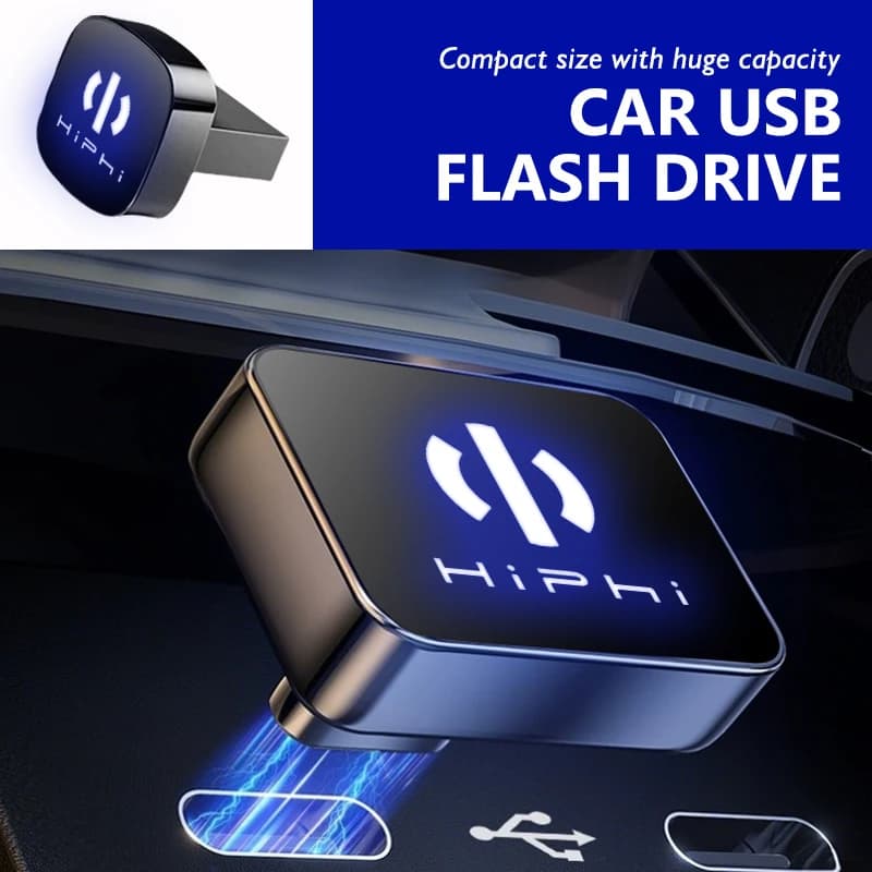 Car Dashboard Portable Storage 32GB/64GB Square USB Flash Drive For Hiphi Z X Y Alcantara