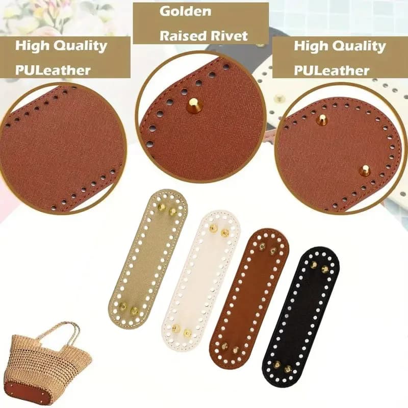 4Pcs DIY Handmade Woven Bag Base Pu Leather Yarn Knitted Bag Base Plate Luggage Base Accessories (18cm) S000517