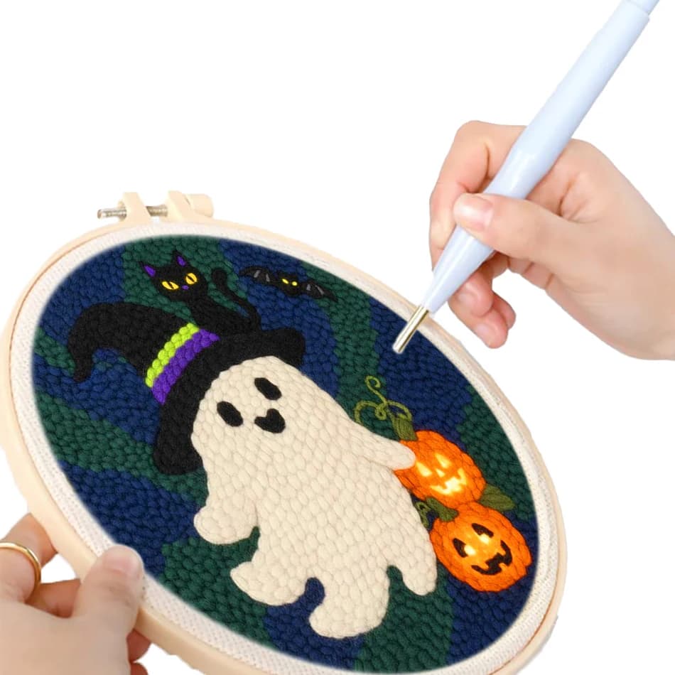 GATYZTORY punch needle embroidery package Sewing Cute cartoon beginner handmade creative holiday gift with frame stitch Yarn kit