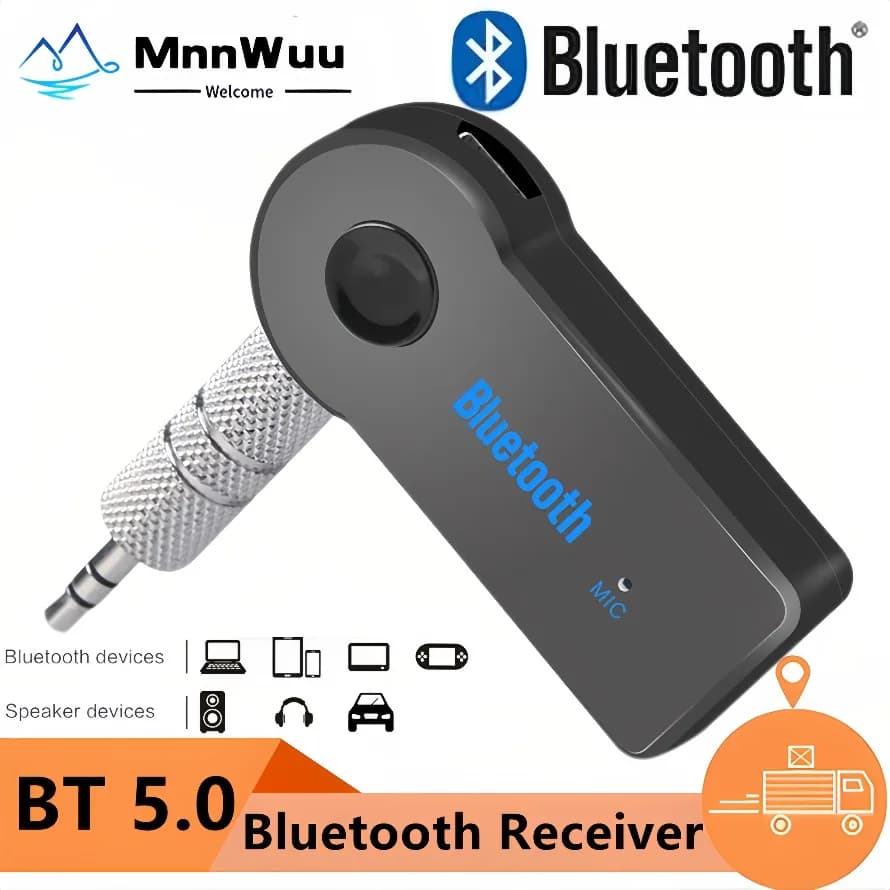 Adattatore Bluetooth AUX per auricolari per auto Altoparlanti Ricevitore audio Bluetooth wireless Chiamata in vivavoce Kit per auto con AUX 3,5 mm