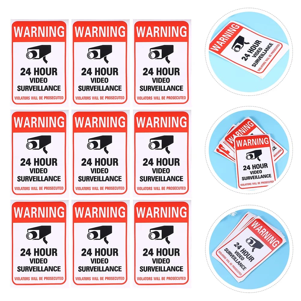 40 pezzi The Sign Warning Stickers segni per ufficio videosorveglianza adesiva 24 ore Vedio
