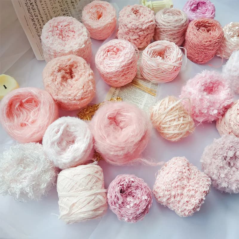 20g Dreamy Pink Fancy Mohair Yarn Knitting Crochet Dyed Lanas Crochet Yarn Hand Mixed Line per maglione Hat Dolls filato di lana