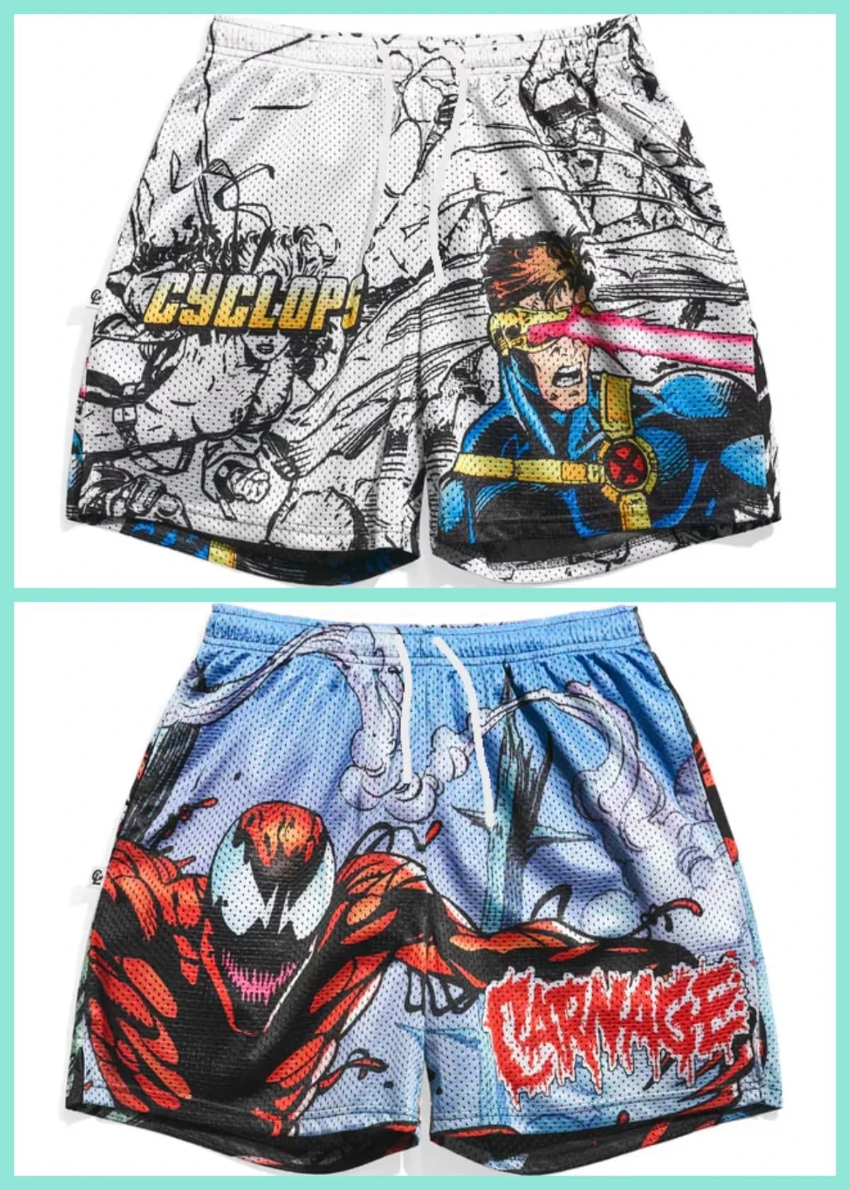 Pantaloncini sportivi estivi Marvel Cyclops Carnage Cartoon, pantaloncini da basket traspiranti, ad asciugatura rapida, comodi, per bambini e adulti