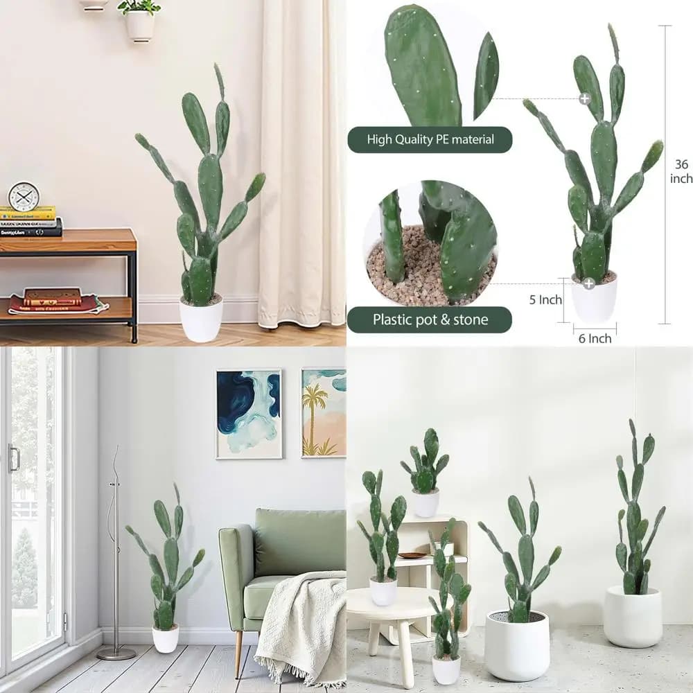 Cactus Saguaro Artificiale da 35 Pollici - Pianta Decorativa in Vaso per Interni/Esterni, per Casa o Ufficio