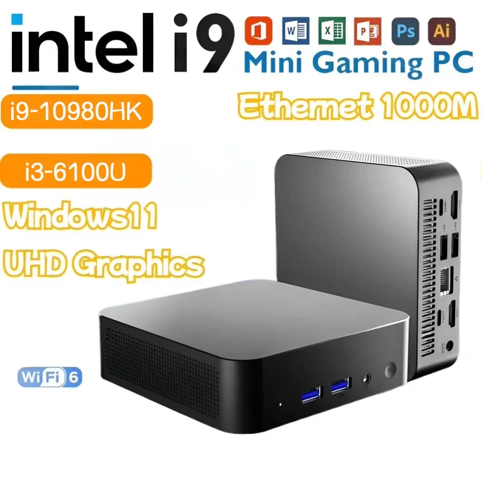 NUOVO MINI PC Computer Intel Core i9 8950HK 16GB DDR4 + 1/2TB M.2 SSD Windows 11 Mini PC da gioco desktop con supporto 4K HD