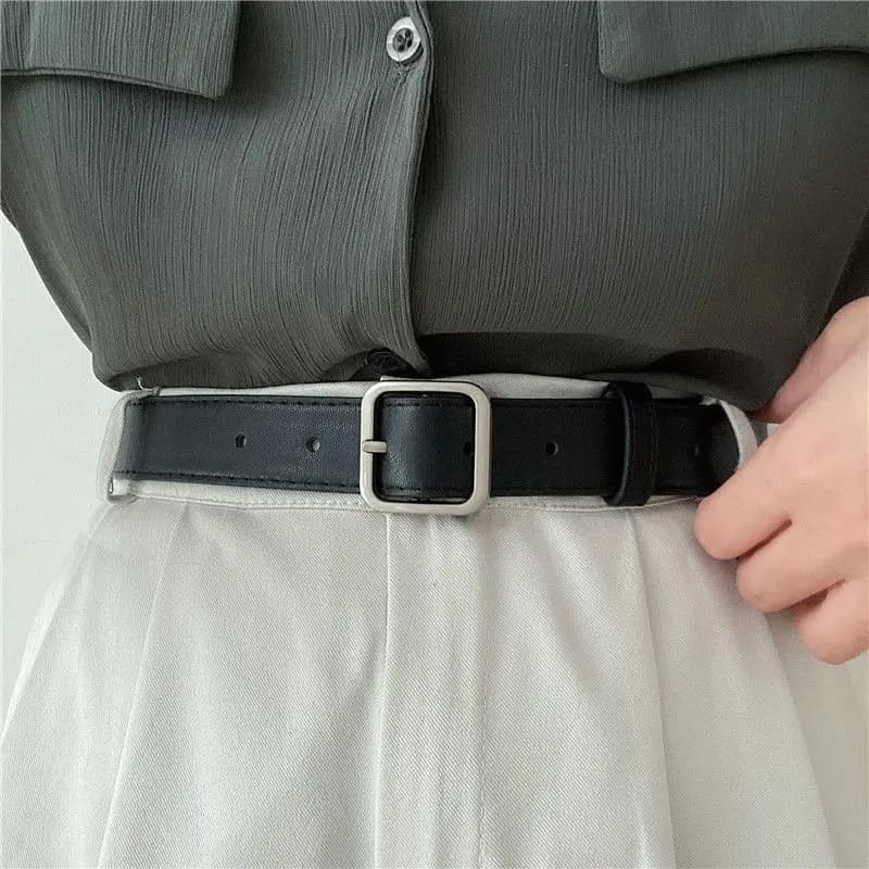2026 New Korean Fashion Wild Belt Chic Students Casual Retro Simple Square Buckle Belt Trouser Belt Men and Women