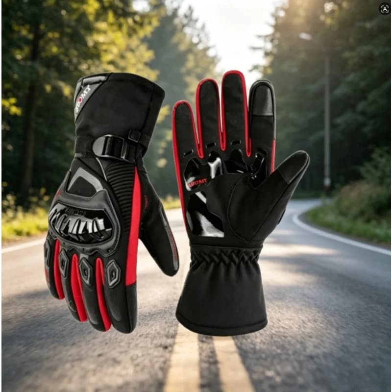 Guanti da Moto Invernali Impermeabili, Termici, Antiscivolo, Resistenti all'Usura, con Polsino Esteso, Antivento e Caldi per Uomo