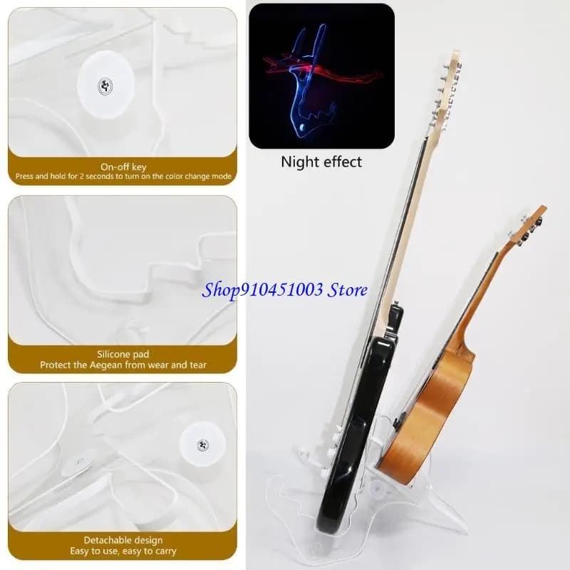 77HC pieghevole Ukulele Acrilico Stand Small Musical Strumenti con luce