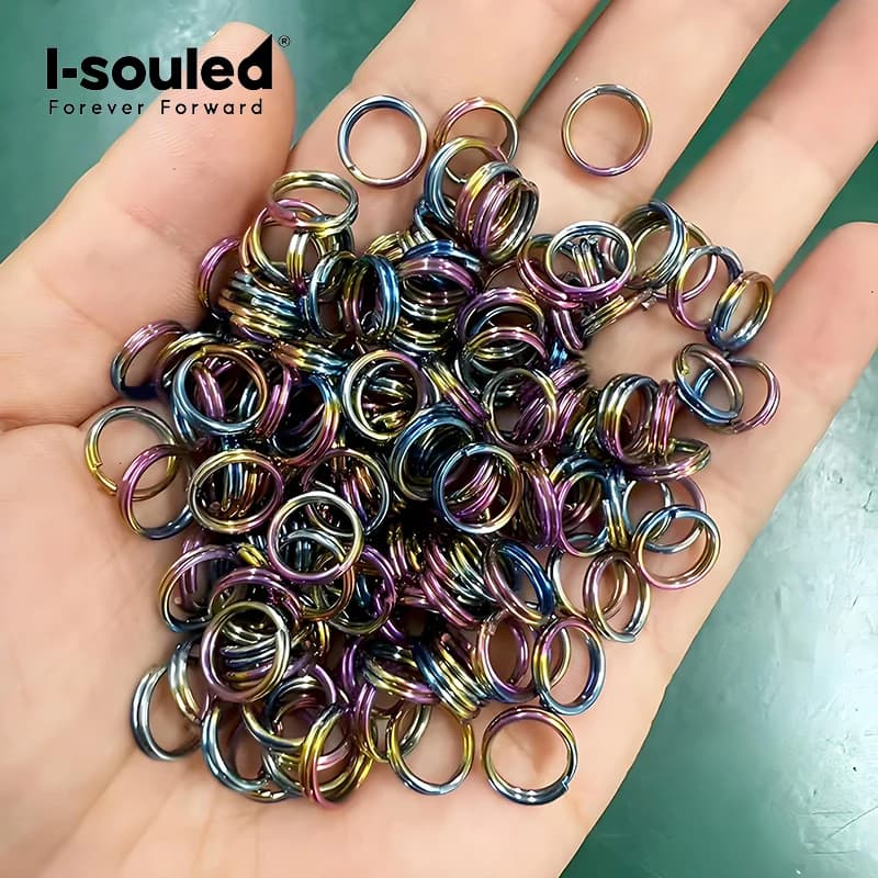 Anelli aperti per salto diviso 12 pezzi in confezione Anelli a doppio anello in titanio puro - Super leggeri non arrugginiscono mai 10/12/14 mm Ricerca di gioielli
