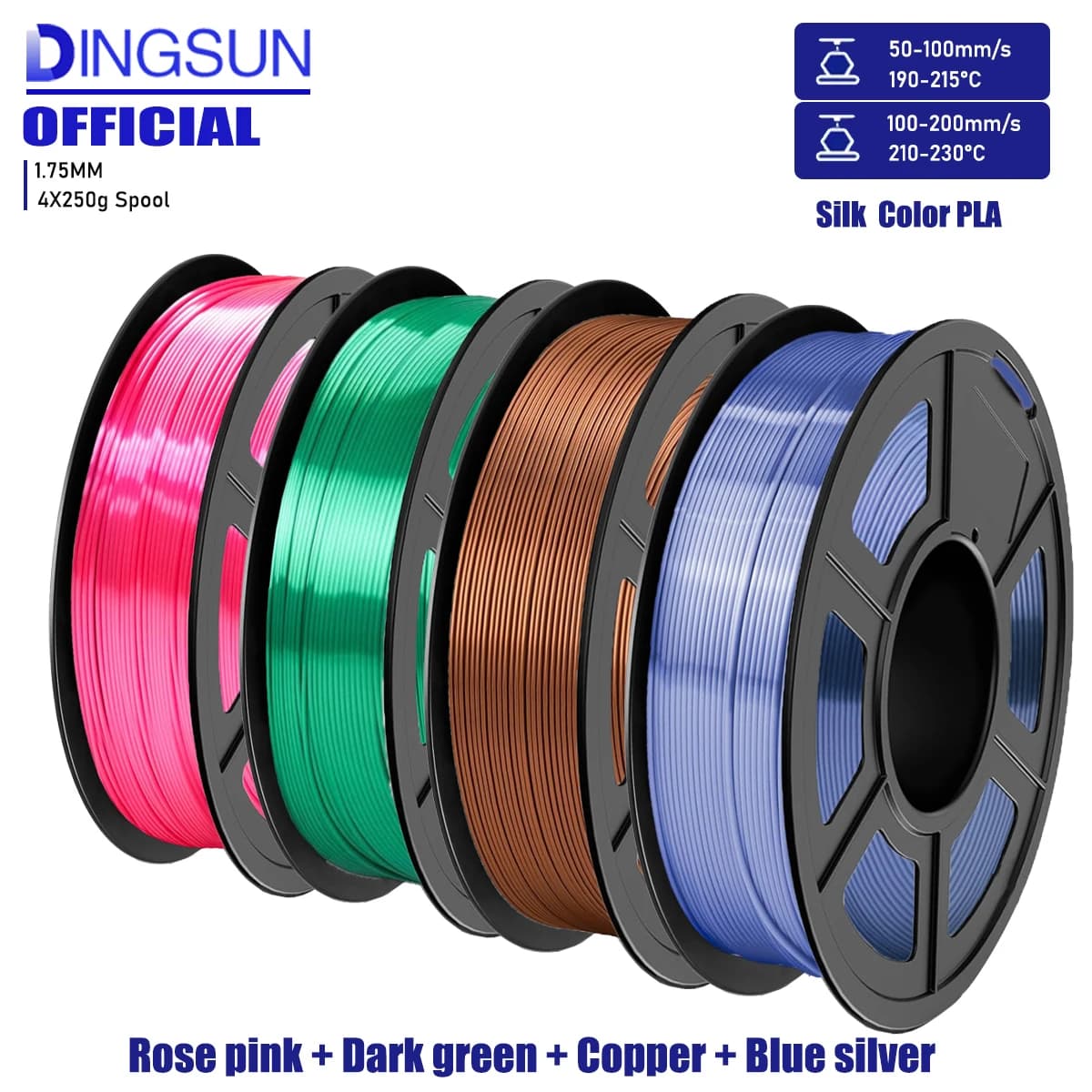 Silk Filament 1,75 mm, 3D Printer Filament Silk PLA, 200 g/250 g/500 g/1000 g coil, suitable for most FDM 3D printers