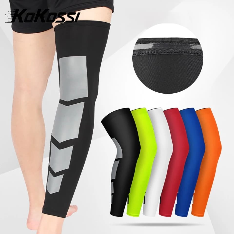 KoKossi 1PC Manicotti elastici a compressione per le gambe, leggings a compressione allungati, protezione sportiva, supporto per ginocchio, basket, calcio