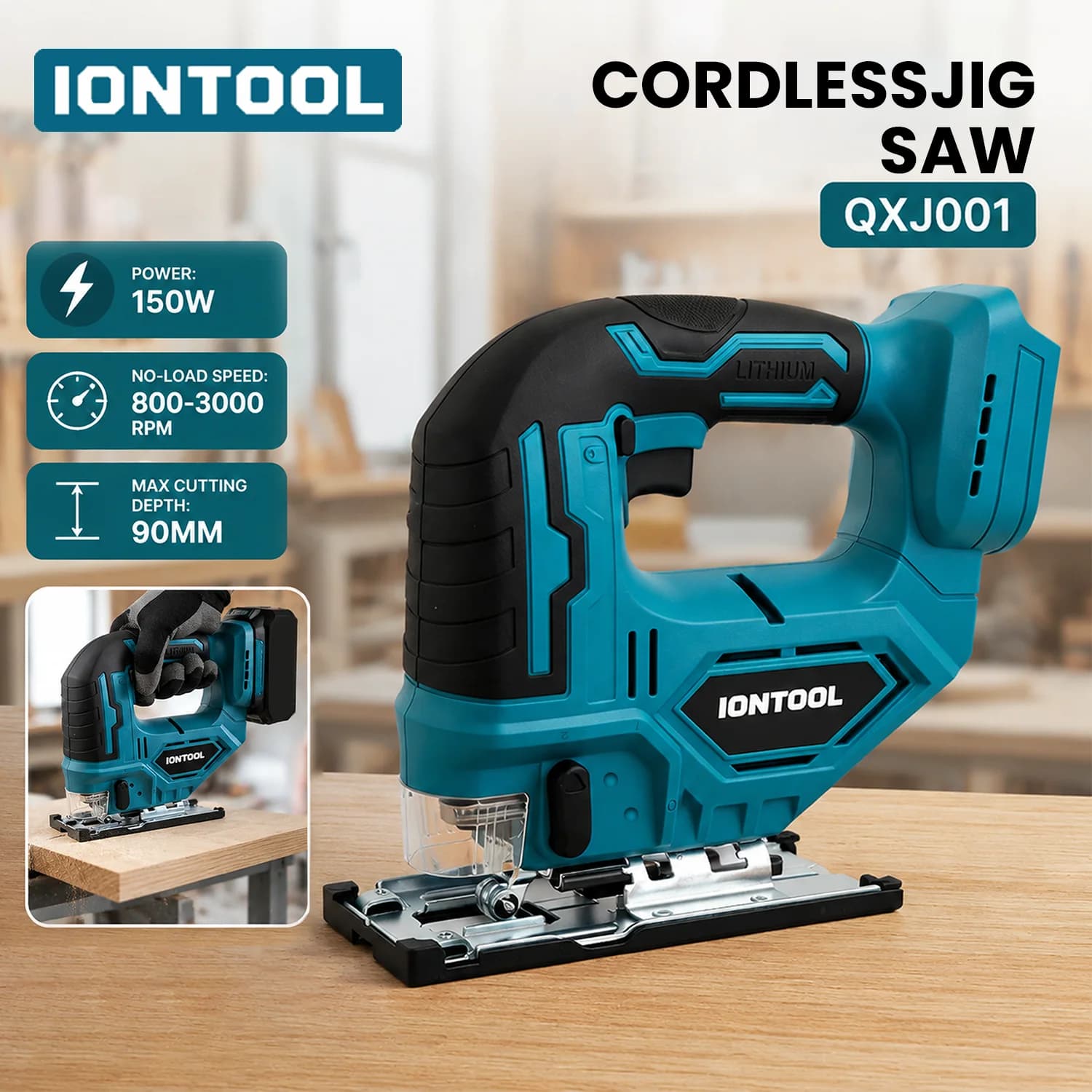 IONTOOL Lightweight Brushless Jigsaw 90mm Cutting Depth for Home Renovation and Wood Board Cutting Tasks with 18V Battery