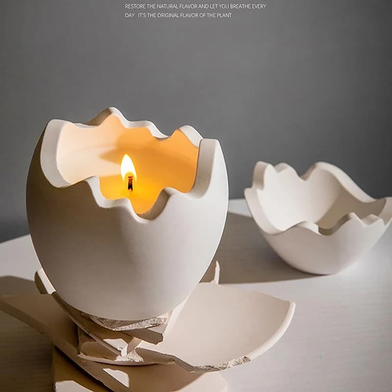 Stampo in silicone a forma di uovo per barattoli portacandele e contenitori, con coperchio, per candele a forma di uovo, gesso e decorazioni artigianali