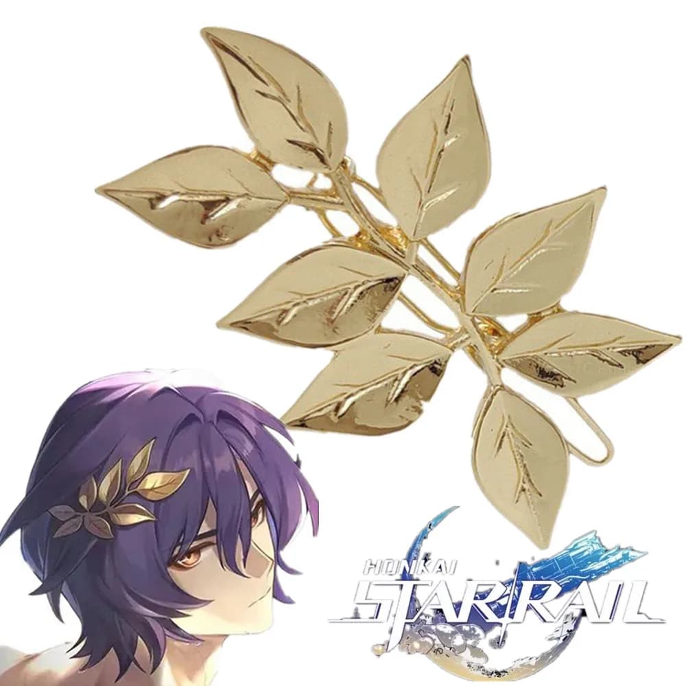 Gioco Honkai:Star Rail Dr. Rapporto Forcine per cosplay Foglie gialle Copricapo Foglia Fermaglio per capelli Accessorio Copricapo Regali di Natale