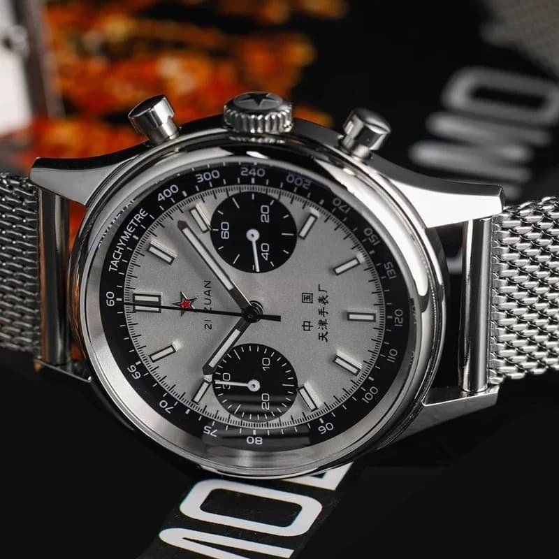 42mm China Aviation Quartz Chronograph 1963 Men's Watch 21 Zuan Pilot Waterproof Tela Fashion Unique Military Men's Watch