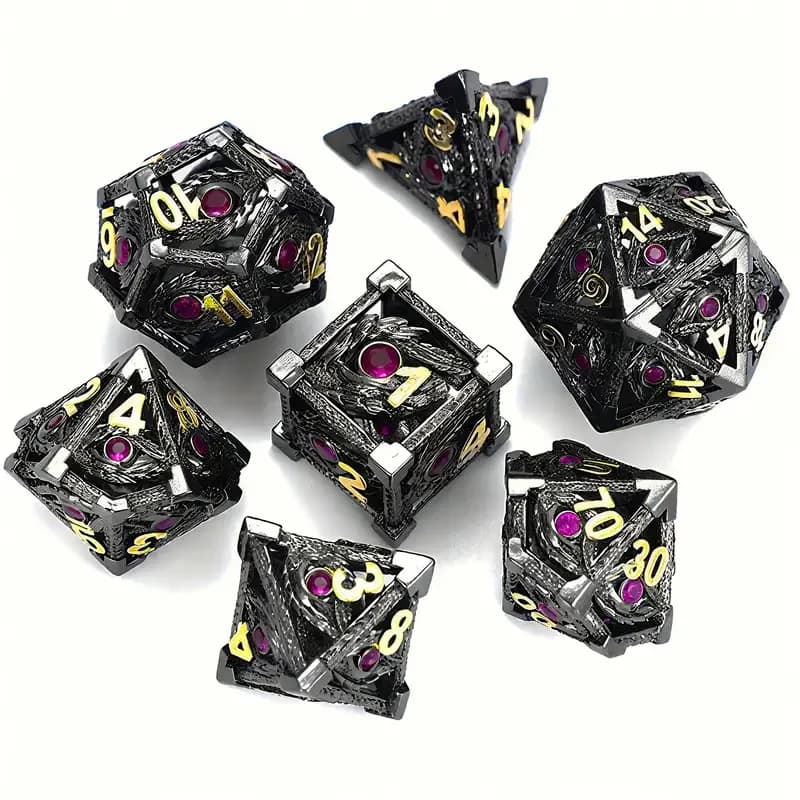 Metal Hollow Dice Hollow Dice With Jade Eyes Eye-stone Gemstone Inlaid Set For DND Tabletop Game Props Krus