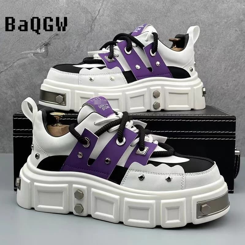 Color Block Designer Lace Up Bottom Thick Height Growing Shoes Casual Sports Walking Chunky Sneaker Zapatillas Hombre