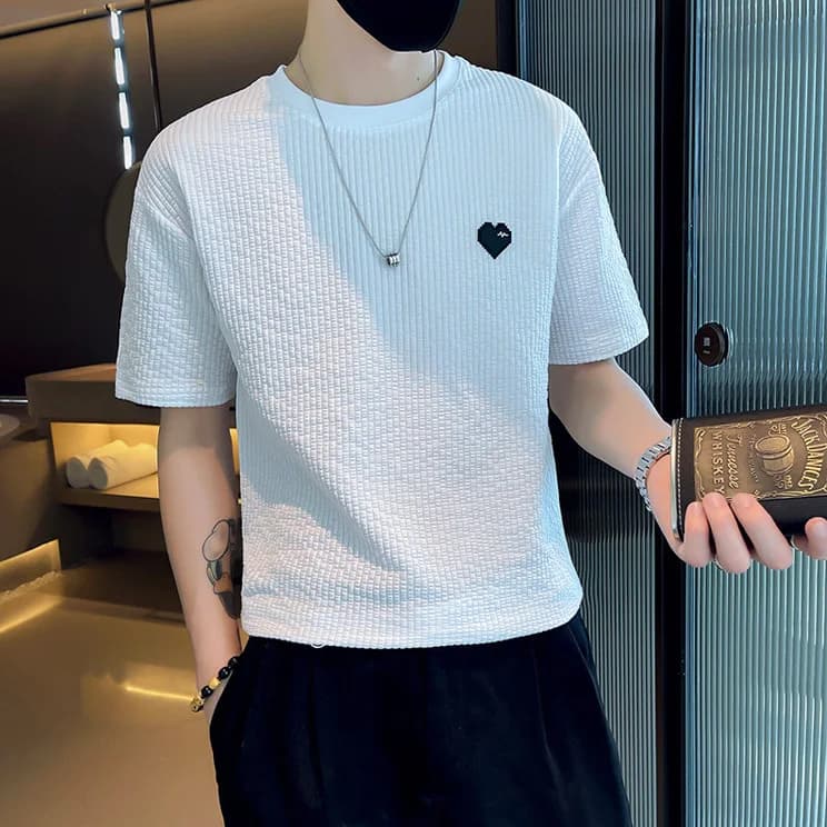 T-shirt estiva elegante da uomo bianca manica corta marchio di moda abbigliamento top estivi a maniche corte