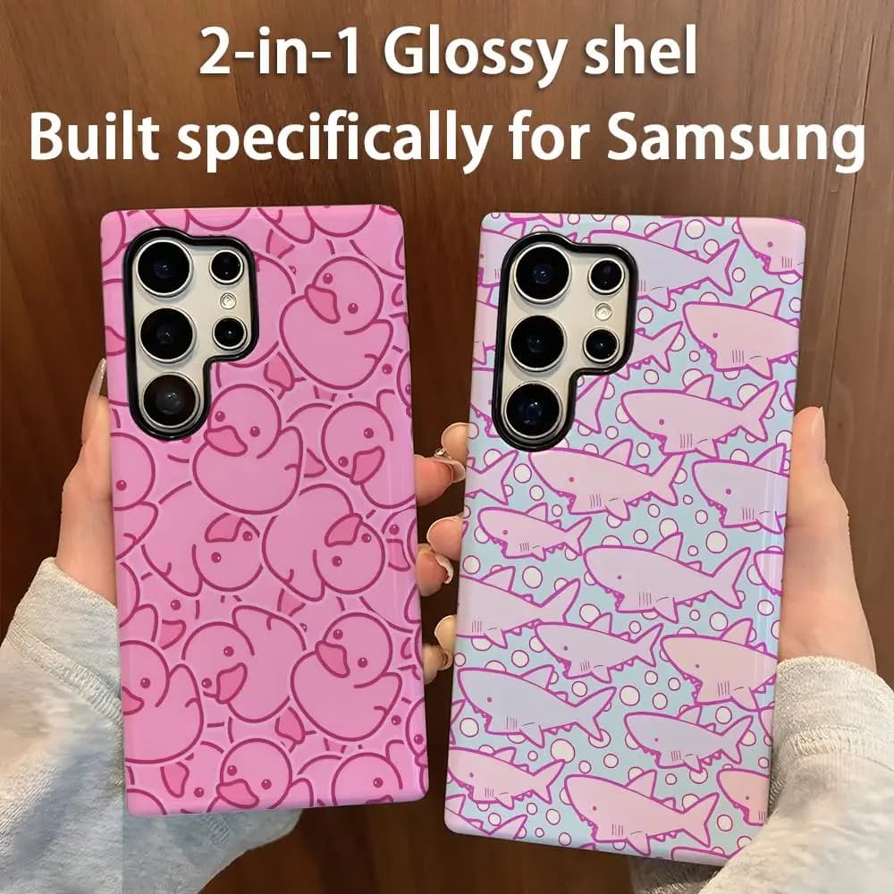 Cute animals Phone Case 2-in-1 Glossy shell For Samsung Galaxy S25 S24 S23 S22 S21 Plus Ultra