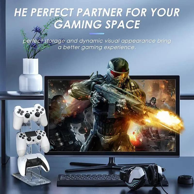 Supporto per controller di gioco Supporto per controller per staffa per cuffie trasparente a 3 livelli Supporto per display da tavolo per organizer da scrivania