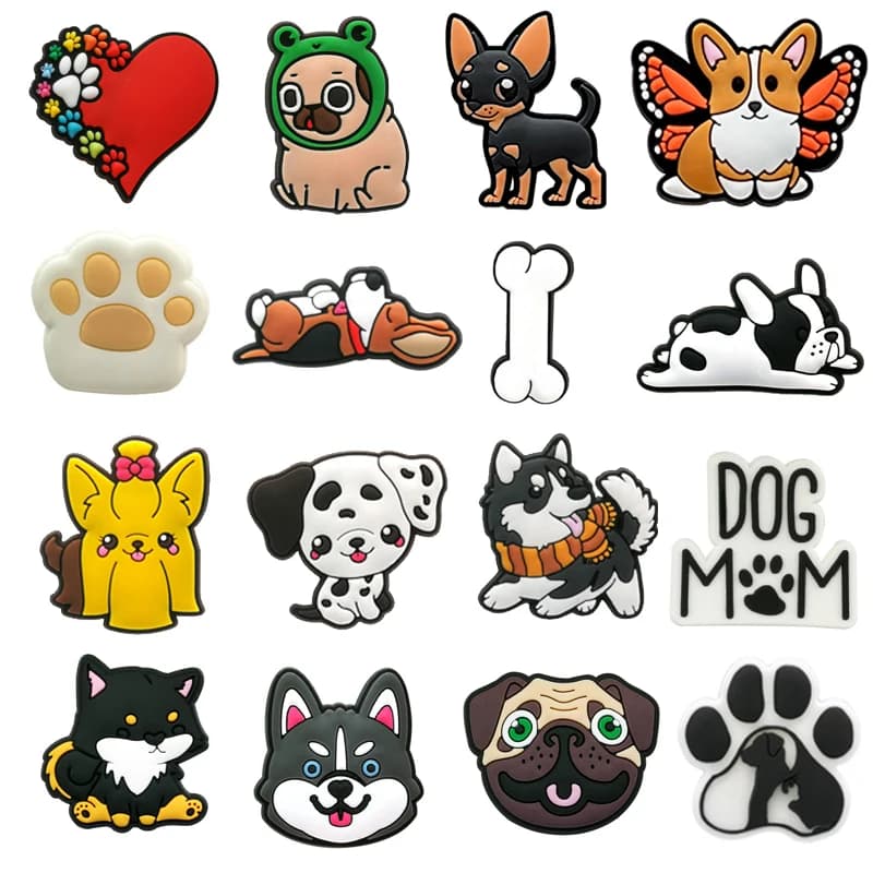 Cute Dog Shoe Charms for Crocs Accessories Charms Clogs Bubble Slides Shoe DIY Decoration Buckle Party Gifts