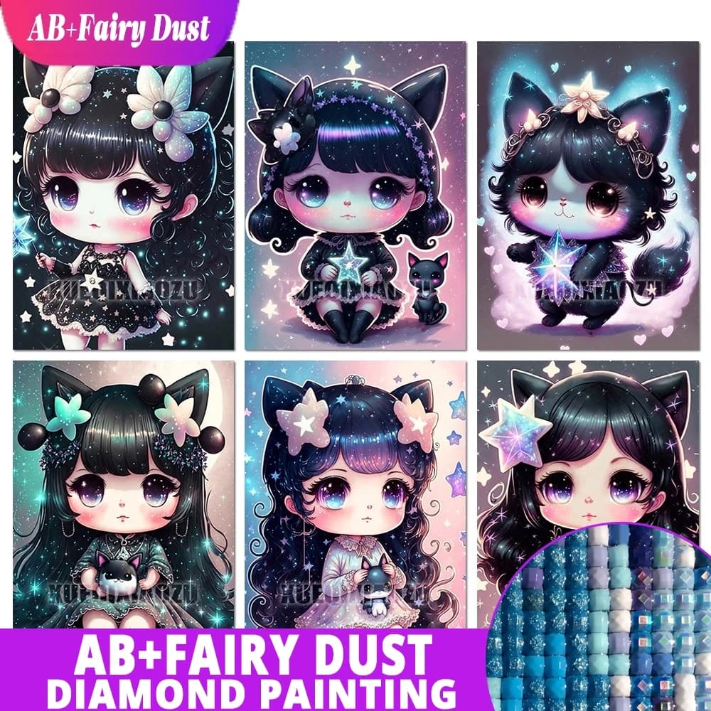 AB Fairy Dust 5D Cartoon Diamond Painting Set punto croce Star Girl Diamond Mosaic adatto per bambini Regali fai da te Decorazioni per la casa