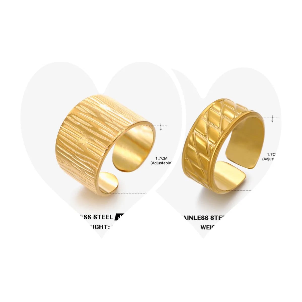 Anello Geometrico Trendy a Fascia Larga in Acciaio Inossidabile, Anello Aperto Regolabile per Donne, Gioielli Impilabili alla Moda, Ipoallergenico
