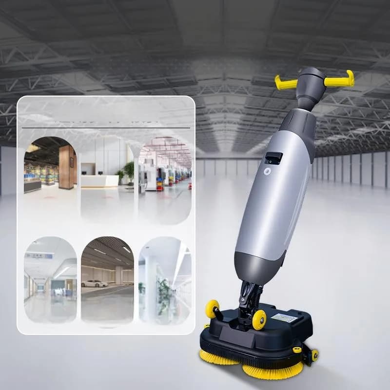 Hand Push Floor Scrubber Commercial Double Shaft Double Roller Brush Smart Mopping Vacuum Suction All in One