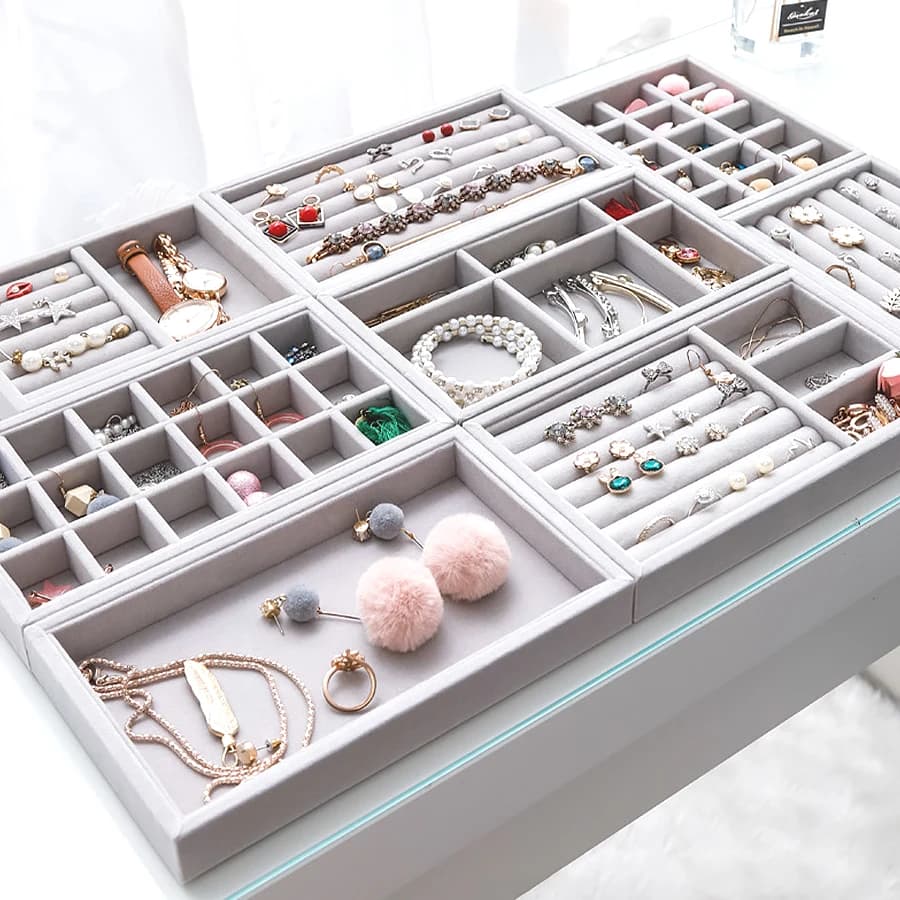 1 piece, jewelry tray with flogged jewelry box, suitable for: all kinds of jewelry store.
