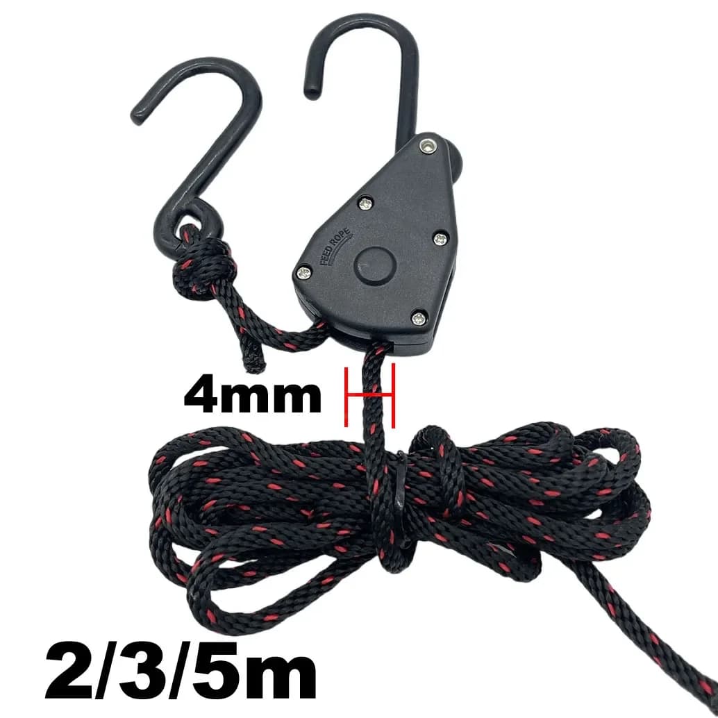 4mm 2/3/5m Camping Tensioner Tent Tie Fixing Corda Windproof Clasp Buckle Clamp Hooks Tent Corda Hook