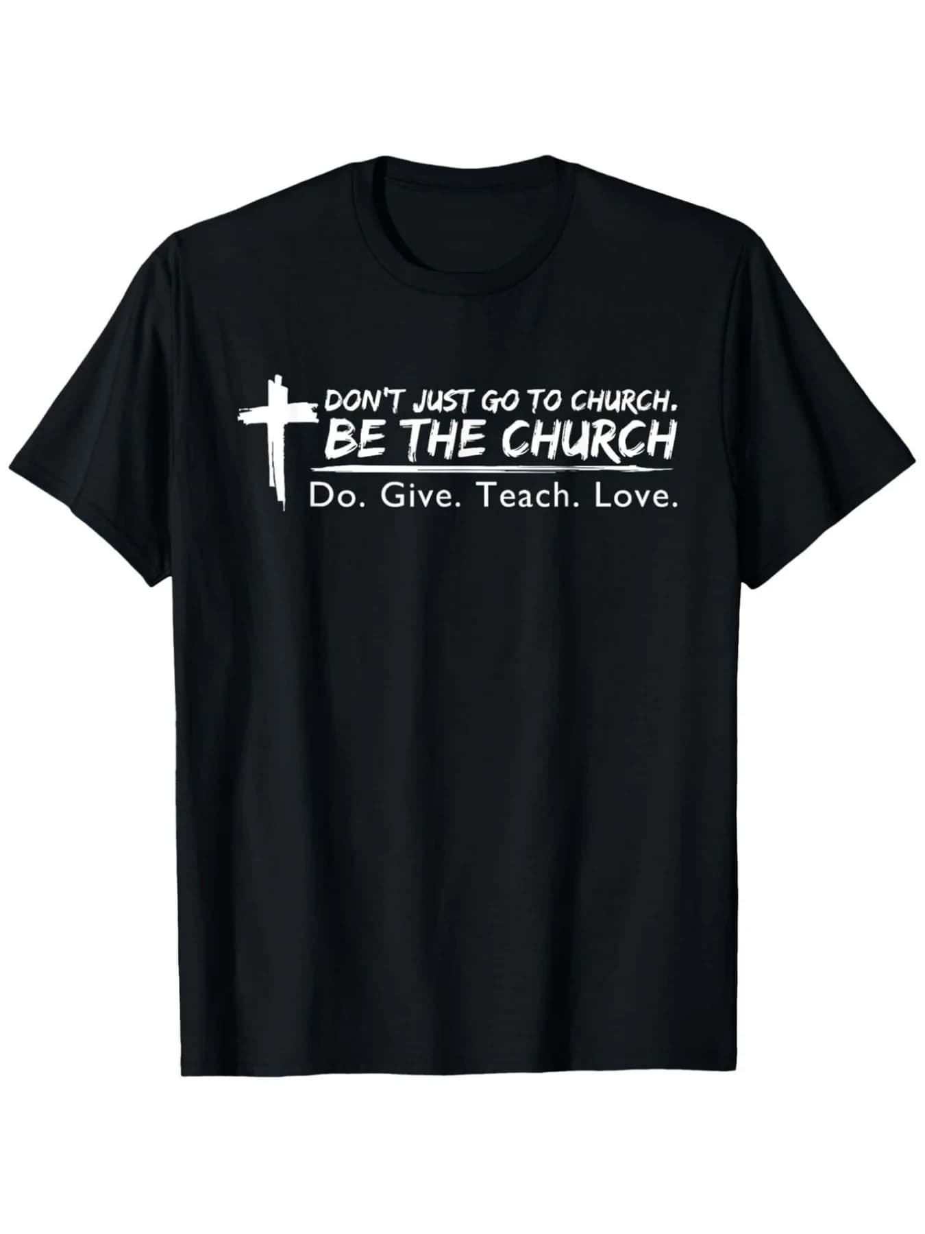 Faith T-shirt is not only intended to be worn in churches. This short sleeve shirt with biblical theme features a cross pattern.
